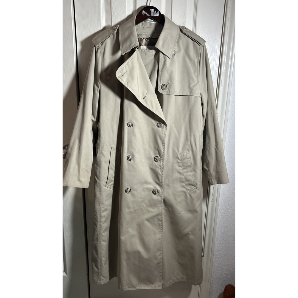 Women's Misty Harbor Beige Lined Trench Coat Size 18 Regular Coat Vintage